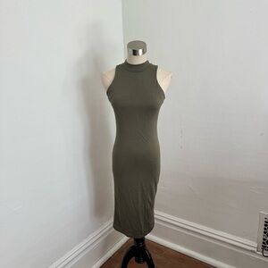 Olive Green Sleeveless Bodycon Dress